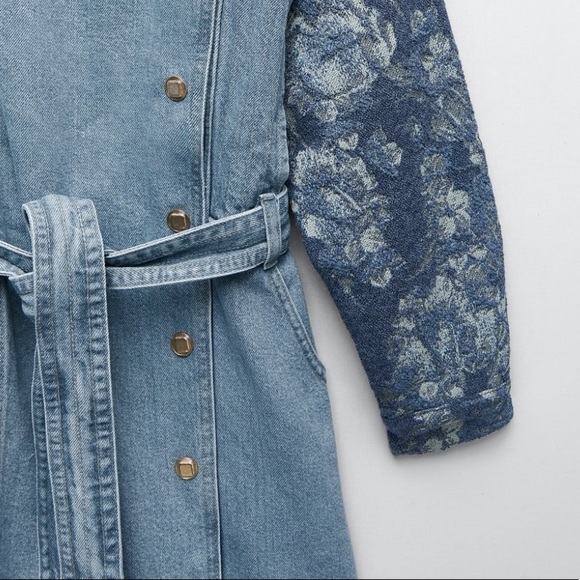 NWT ZARA Combination Denim Belted Mini Dress - Picture 8 of 11